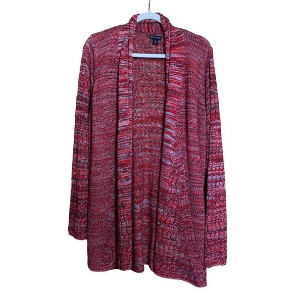 New Directions Womens Plus Size 1X Multicolor Print Open Cardigan Sweater - Picture 1 of 7